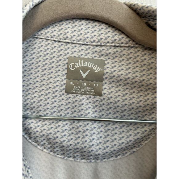 Callaway Golf Polo Shirt Mens XL All Over Print Birds Opti Dri Stretch White - Picture 7 of 9